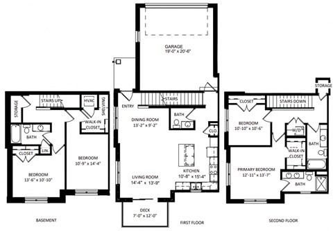 Floor plan for 4 beds, 3.5 baths, 2167 sqft